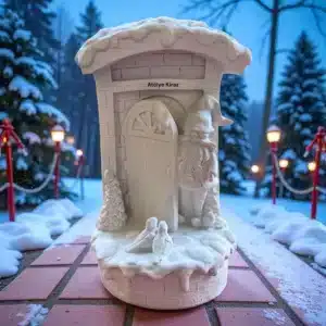 Ham Polyester Noel Baba Figürü : Karlı Kulübe Temalı Boyanabilir Dekor