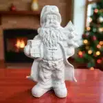 Ham Polyester Yılbaşı Hediyesi Tutan Noel Baba Heykeli : Yılbaşı Hediyesi ve Ev Dekoru - (11x16x27 cm)