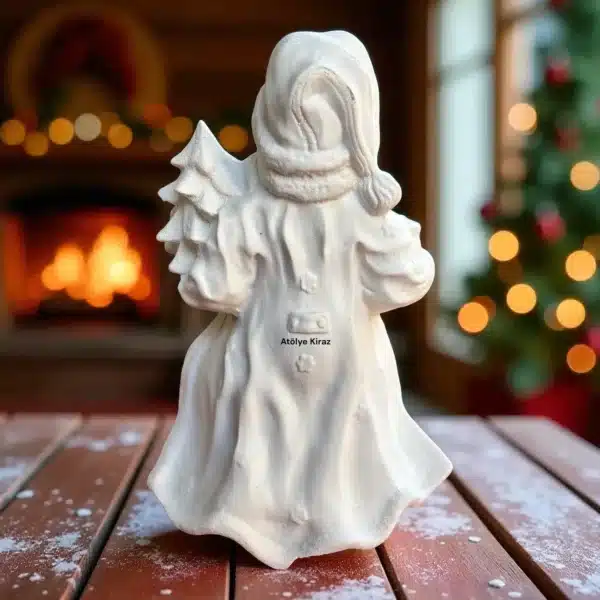 Ham Polyester Yılbaşı Hediyesi Tutan Noel Baba Heykeli : Yılbaşı Hediyesi Ve Ev Dekoru - (11X16X27 Cm)