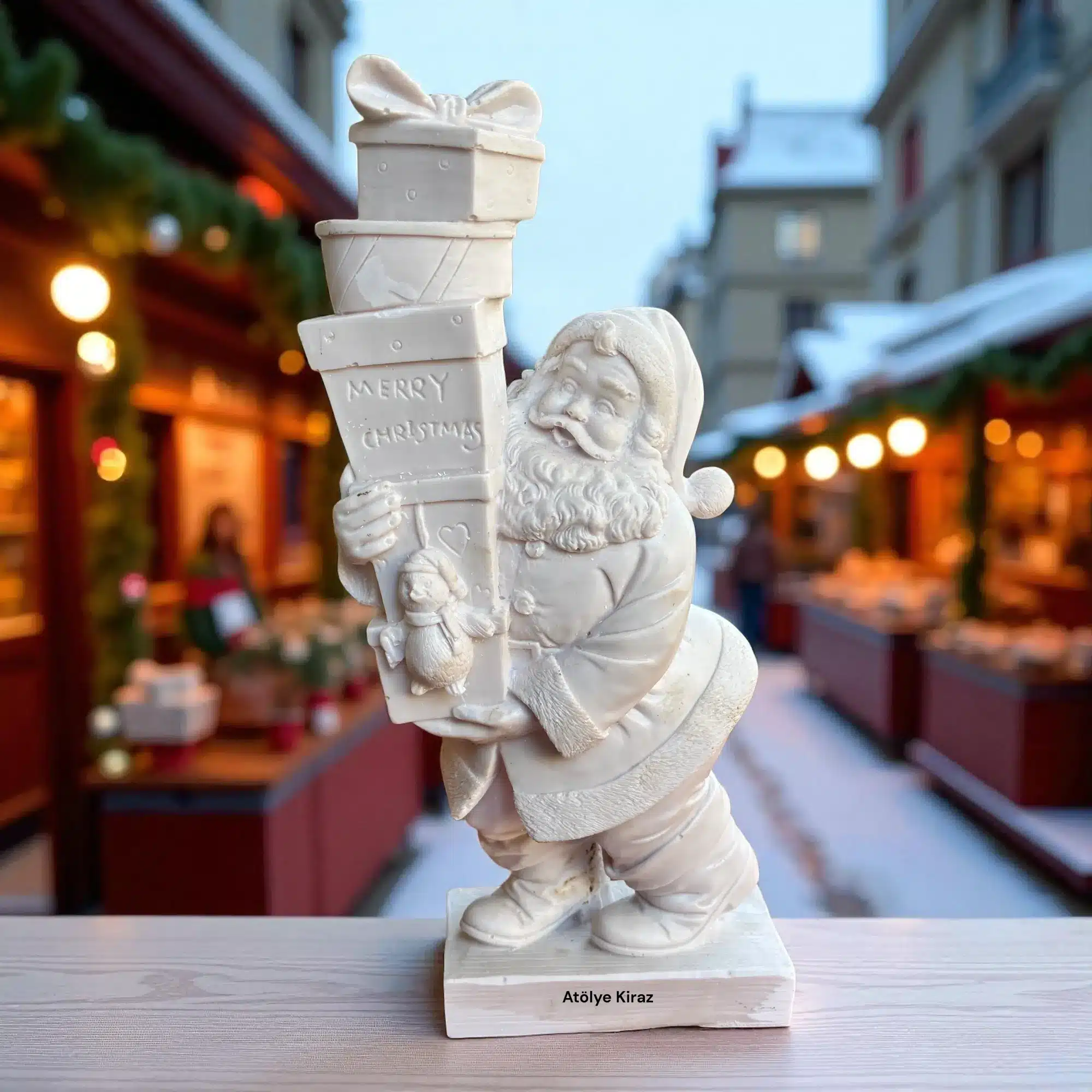 Ham Polyester Hediye Paketleri Taşıyan Noel Baba Heykeli : Yılbaşı Temalı Boyanabilir Biblo 1 Ham Polyester Hediye Paketleri Taşıyan Noel Baba Heykeli : Yılbaşı Temalı Boyanabilir Biblo