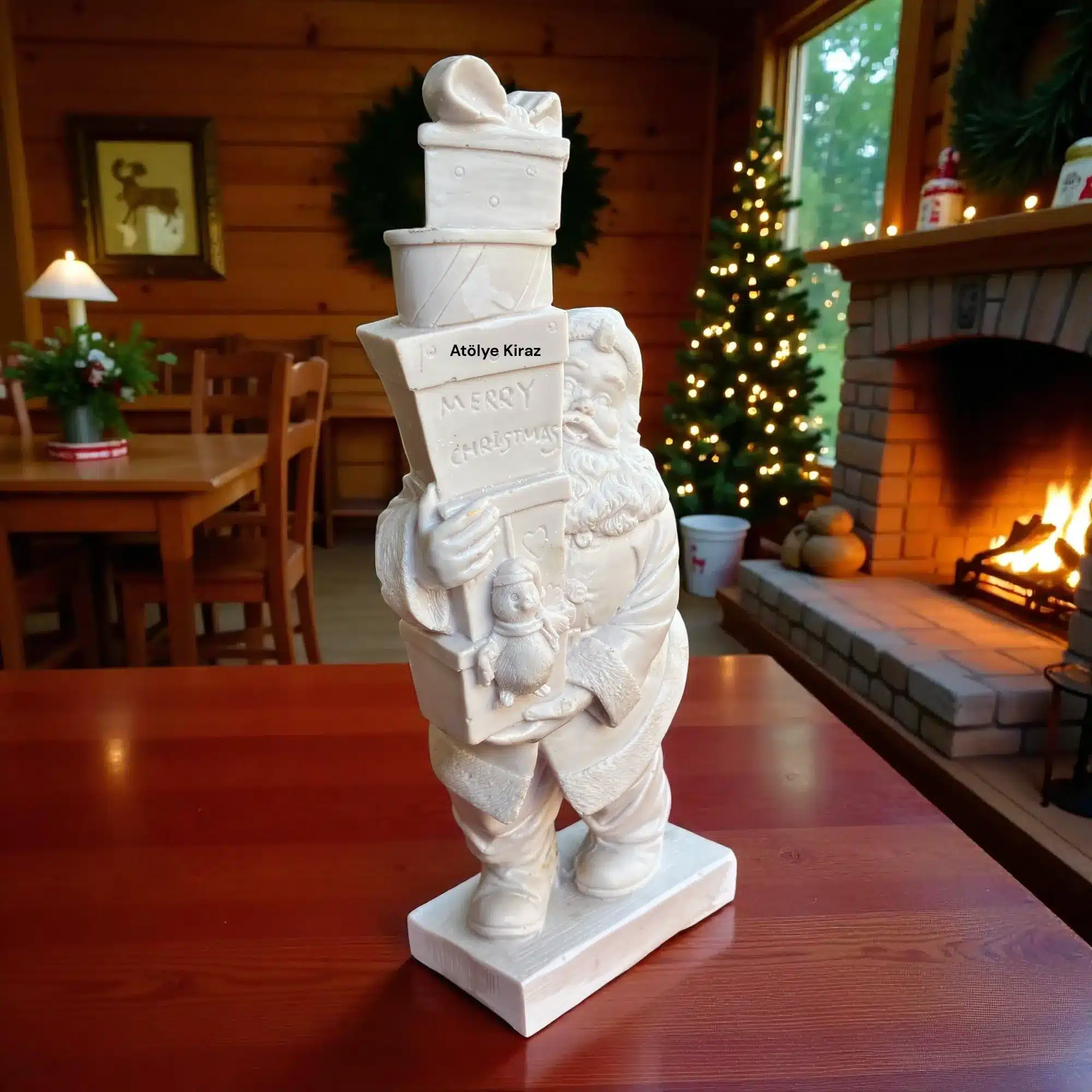 Ham Polyester Hediye Paketleri Taşıyan Noel Baba Heykeli : Yılbaşı Temalı Boyanabilir Biblo 2 Ham Polyester Hediye Paketleri Taşıyan Noel Baba Heykeli : Yılbaşı Temalı Boyanabilir Biblo