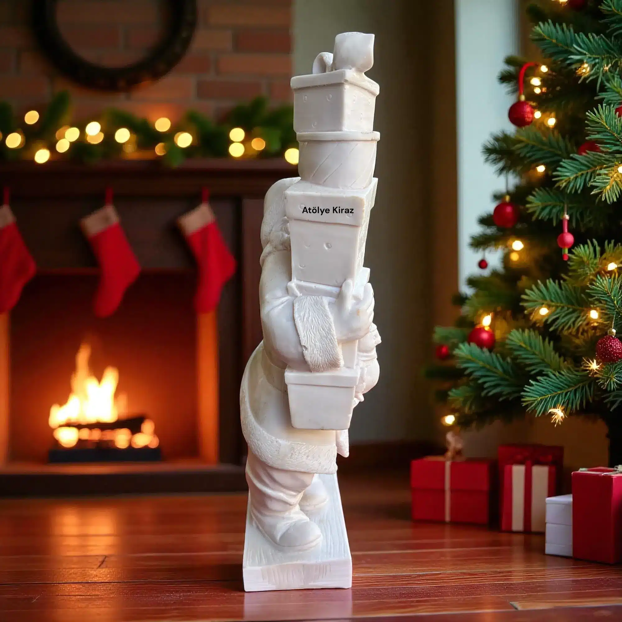 Ham Polyester Hediye Paketleri Taşıyan Noel Baba Heykeli : Yılbaşı Temalı Boyanabilir Biblo 5 Ham Polyester Hediye Paketleri Taşıyan Noel Baba Heykeli : Yılbaşı Temalı Boyanabilir Biblo