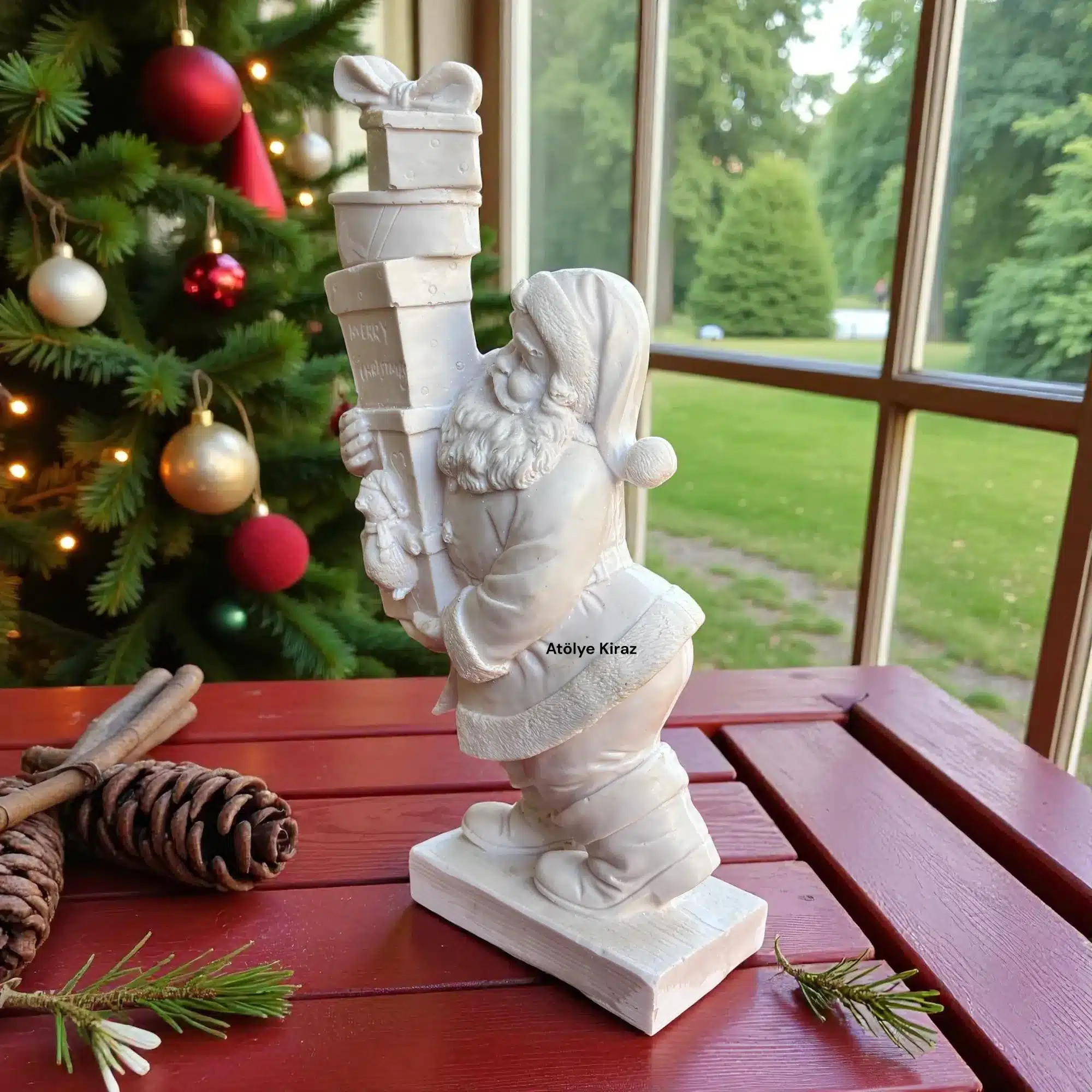 Ham Polyester Hediye Paketleri Taşıyan Noel Baba Heykeli : Yılbaşı Temalı Boyanabilir Biblo 4 Ham Polyester Hediye Paketleri Taşıyan Noel Baba Heykeli : Yılbaşı Temalı Boyanabilir Biblo