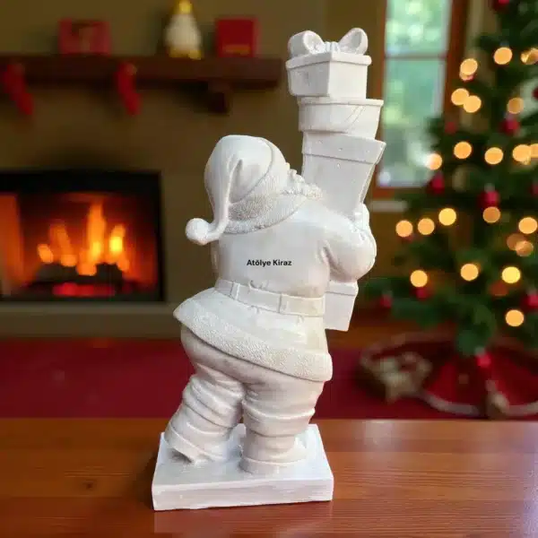 Ham Polyester Hediye Paketleri Taşıyan Noel Baba Heykeli : Yılbaşı Temalı Boyanabilir Biblo