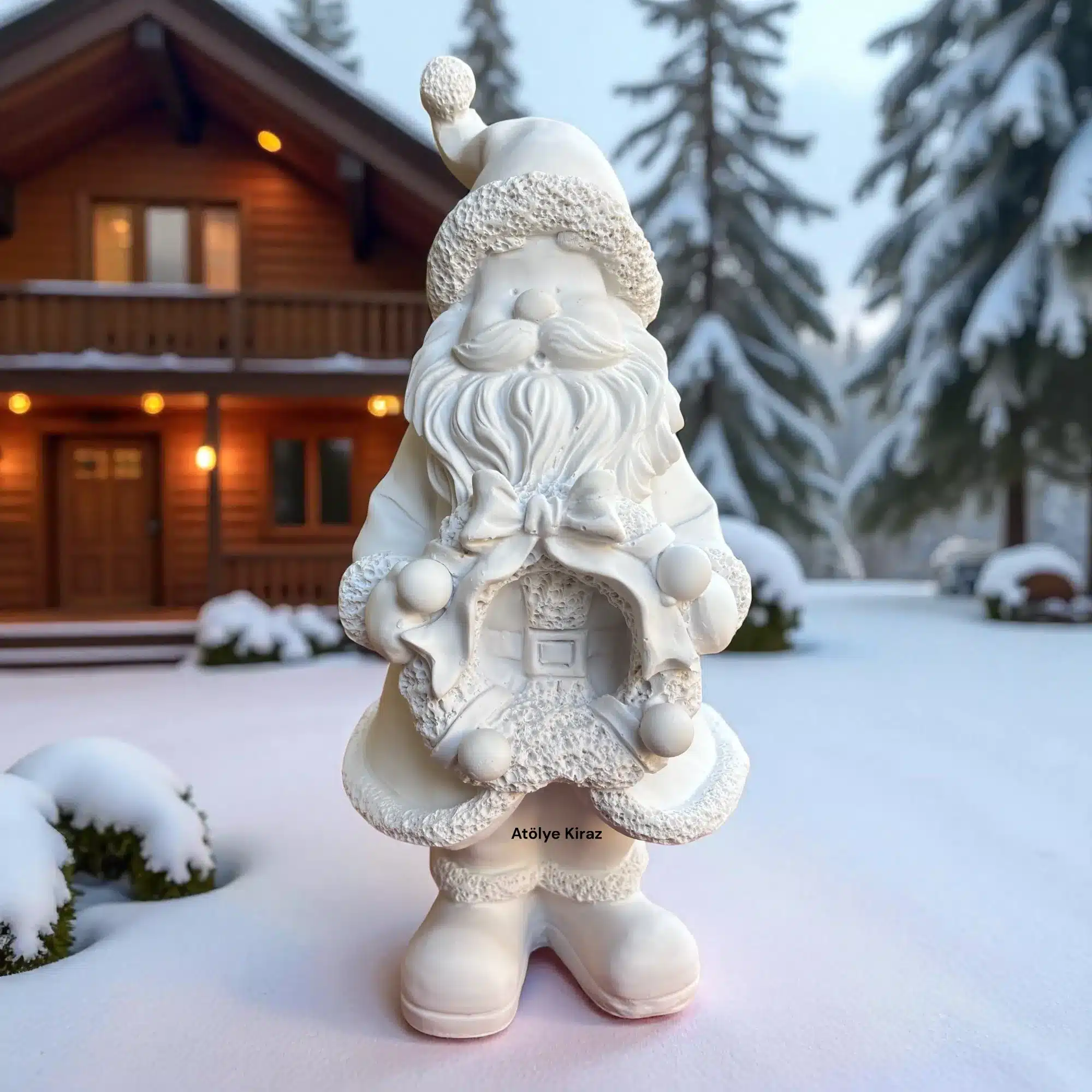 Ham Polyester Çelenkli Noel Baba Figürü : Kış Temalı Boyanabilir Yılbaşı Hediyesi ve Ev Dekoru 1 Ham Polyester Çelenkli Noel Baba Figürü : Kış Temalı Boyanabilir Yılbaşı Hediyesi ve Ev Dekoru