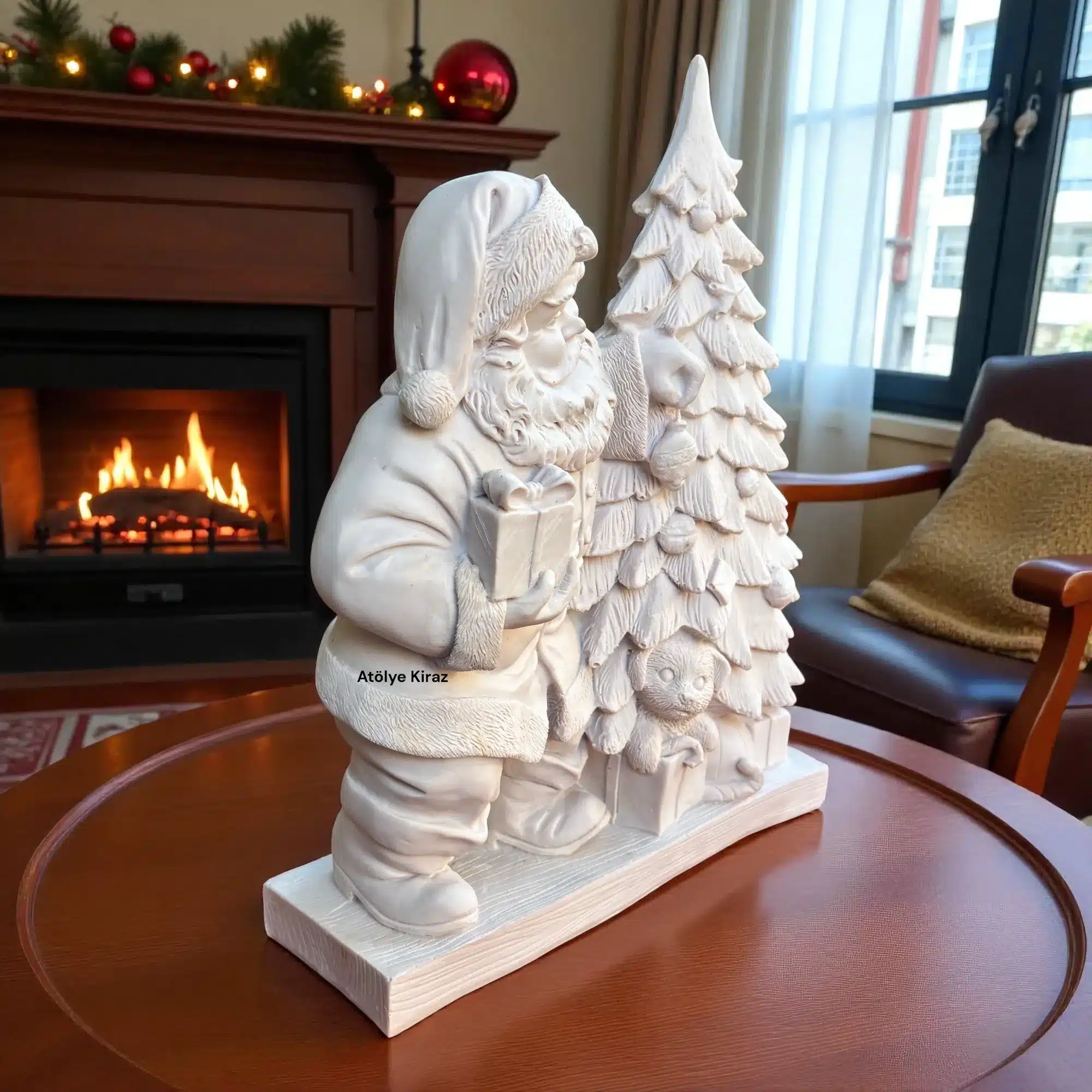 Ham Polyester Noel Baba ve Ağaç Figürü : Yılbaşı Hediyesi ve Ev Dekoru - (7x21x28,5 cm) 2 Ham Polyester Noel Baba ve Ağaç Figürü : Yılbaşı Hediyesi ve Ev Dekoru