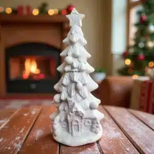 Ham Polyester Yılbaşı Ağacı Figürü : Kış Köyü Temalı Boyanabilir Heykel