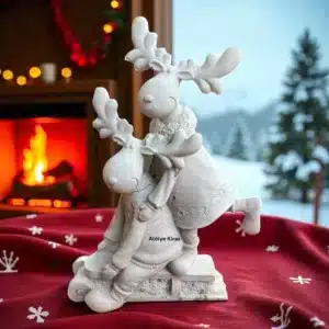 Ham Polyester Kızaklı Geyik Figürü : Boyanabilir Yılbaşı Biblosu