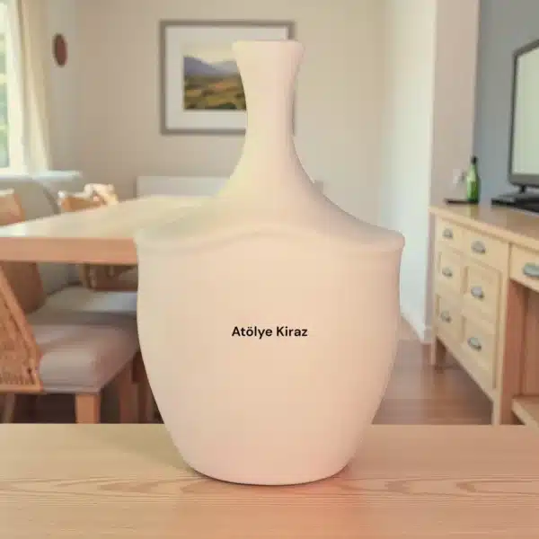 Seramik Oval Kenarlı Matara-Modern Dekoratif İbrik: Dekoratif Obje