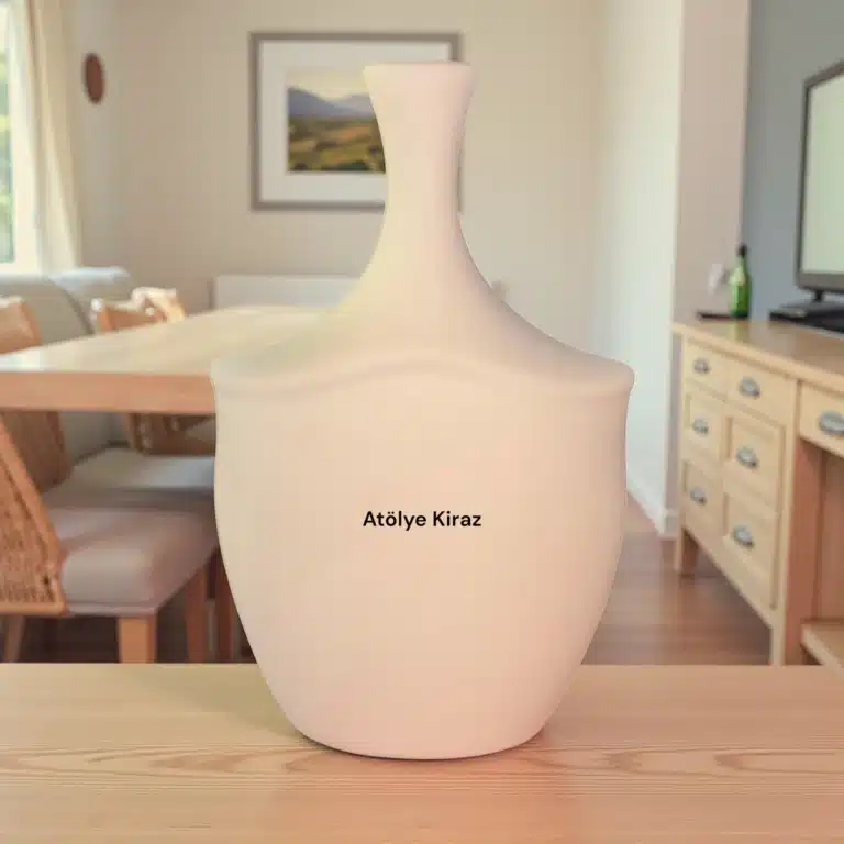Seramik Oval Kenarlı Matara-Modern Dekoratif İbrik: Dekoratif Obje