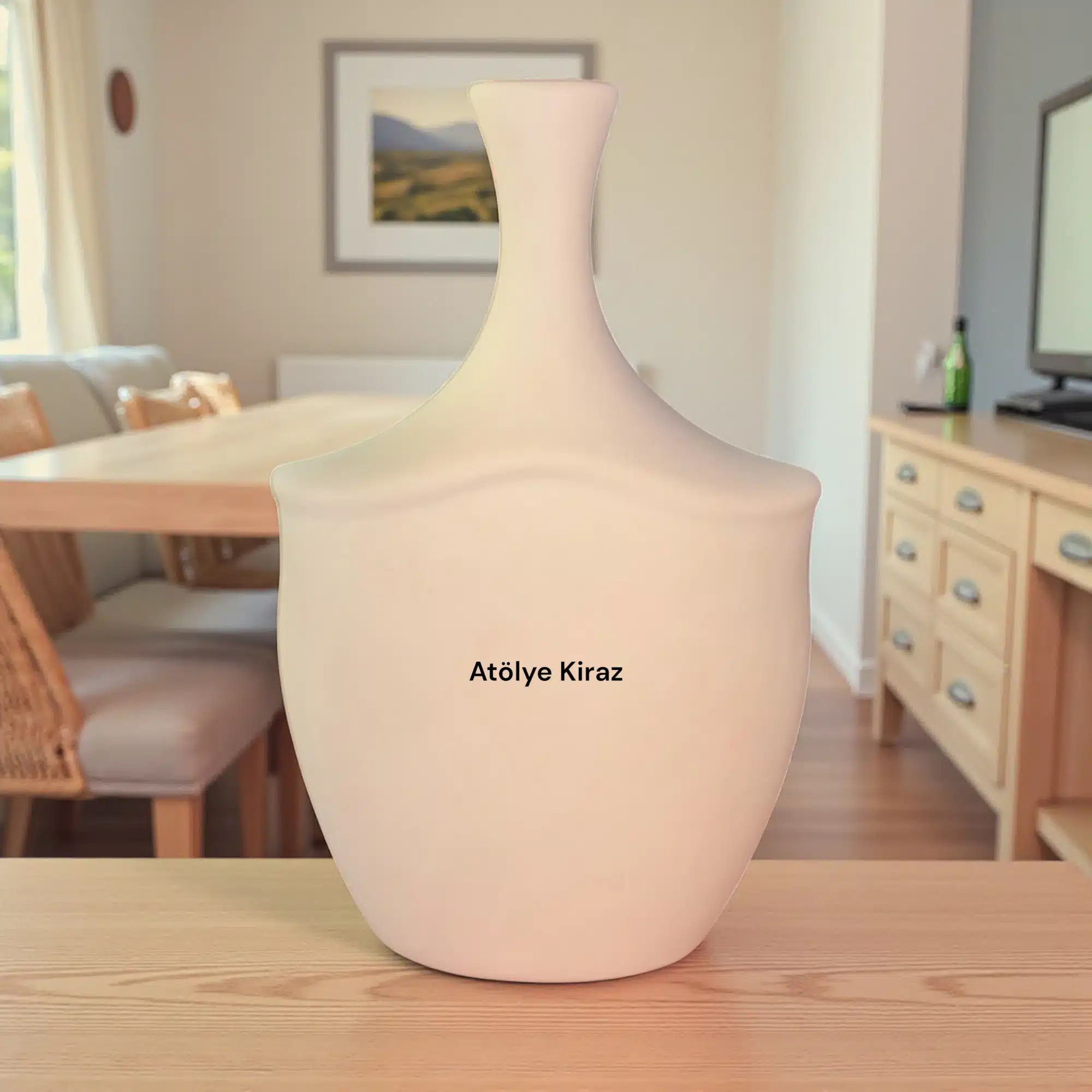 Seramik Oval Kenarlı Matara-Modern Dekoratif İbrik: Dekoratif Obje 1 Seramik Oval Kenarlı Matara-Modern Dekoratif İbrik: Dekoratif Obje