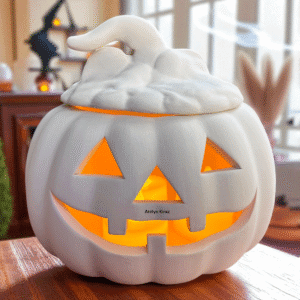 Ham Seramik Halloween Objesi : Boyanabilir Işıklı Kabak Figür