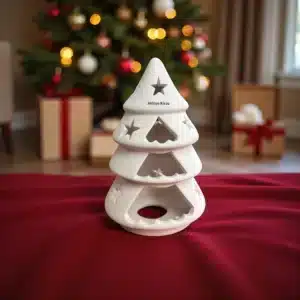 Seramik Yılbaşı Ağacı Mumluk : Boyanabilir Yıldızlı Dekoratif Fener