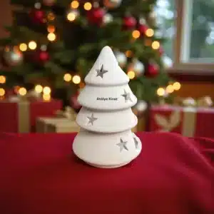 Seramik Yılbaşı Ağacı Mumluk : Boyanabilir Yıldızlı Dekoratif Fener 6 Seramik Yılbaşı Ağacı Mumluk : Boyanabilir Yıldızlı Dekoratif Fener