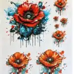 ST1081-AS | Sulu Transfer Kağıdı-25x35 cm | Kırmızı Çiçek Desenli