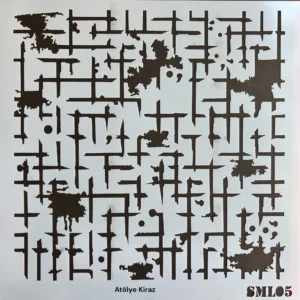 STN05-AS - Soyut Izgara Stencil Şablonu