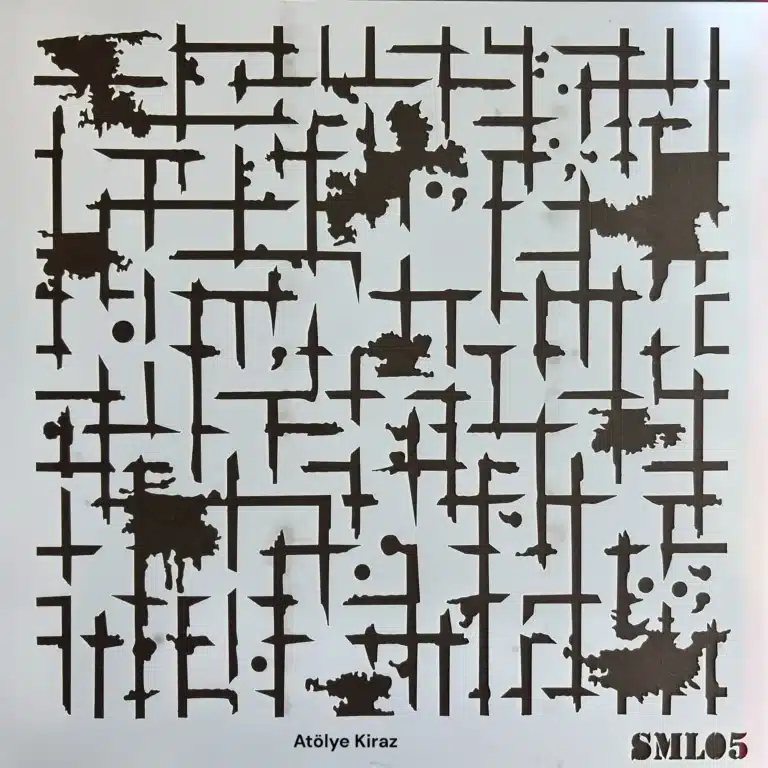 STN05-AS - Soyut Izgara Stencil Şablonu