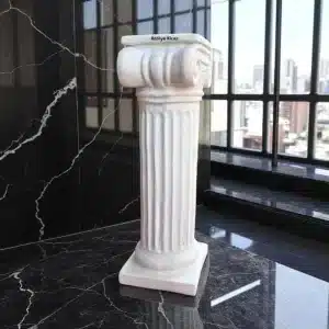 Ham İyonik Sütun Mumluk - Dekoratif Polyester Kaide | 9.5x9.5x27 cm | STN08 10 Ham İyonik Sütun Mumluk