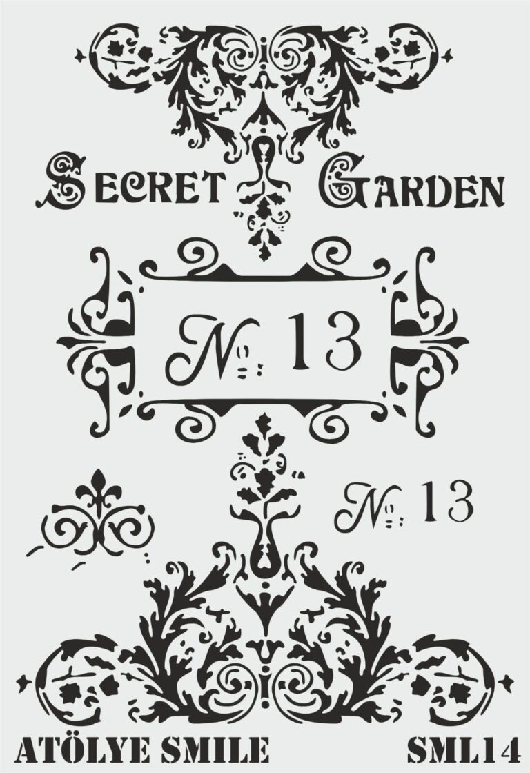 STN14-AS - No:13 Desenli Stencil Şablonu - 25x35 cm