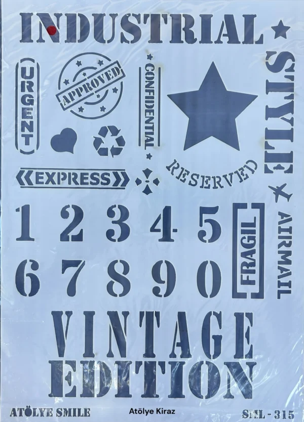 STN315-AS - Endüstriyel Vintage Stencil Şablonu