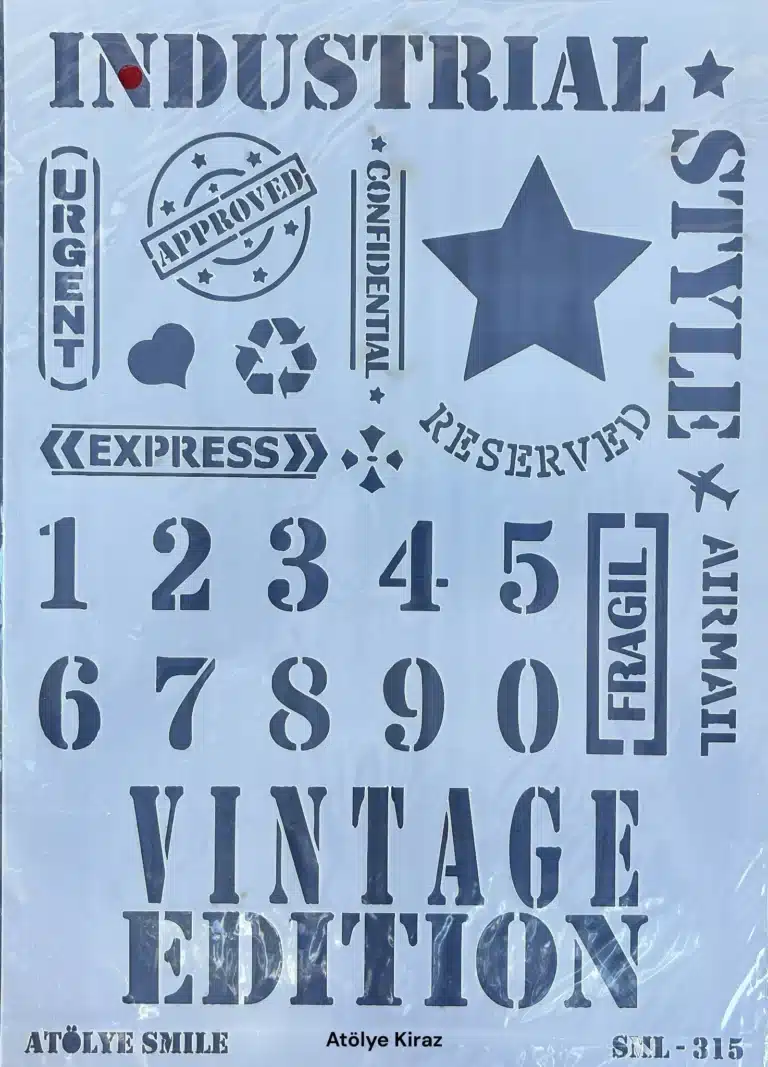 STN315-AS - Endüstriyel Vintage Stencil Şablonu