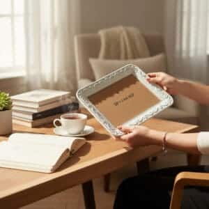 Aplikli Dikdörtgen Tepsi : Dekoratif Sunum ve İkramlık