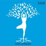 Ayakta Yoga Yapan Kadın Deseni-5308 | Stencil Boyama Şablonu-30x30 cm