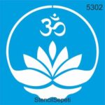 Lotus ve Om Deseni-5302 | Stencil Şablonu-20x20 cm-T3522