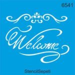 Welcome (Hoş Geldiniz) Yazısı Deseni-6541 | Stencil Şablonu-20x20 cm