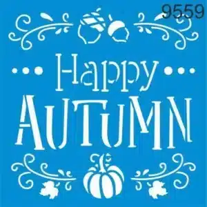 Mutlu Sonbahar Deseni | Happy Autumn | Stencil Boyama Şablonu