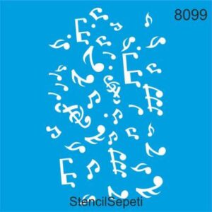 Uçuşan Notalar Stencil Boyama Şablonu (20x20 cm) T827