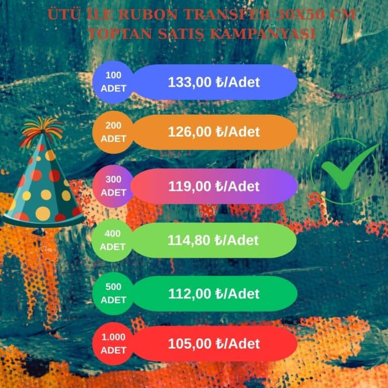 Toptan Ütü ile Rubon 30x50 cm