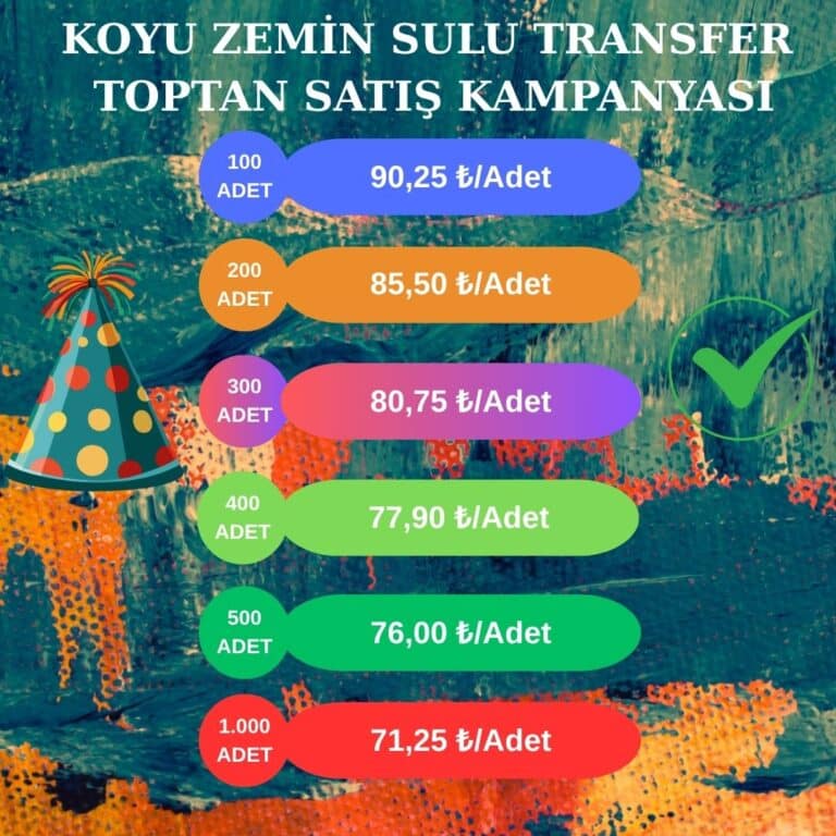 Toptan Koyu Zemin Sulu Transfer Kağıdı