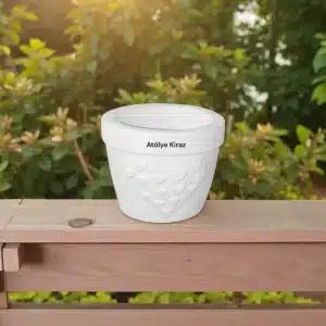 Kalp Desenli Dekoratif Saksı: Beyaz Minimal Sukulent ve Kaktüs Objesi