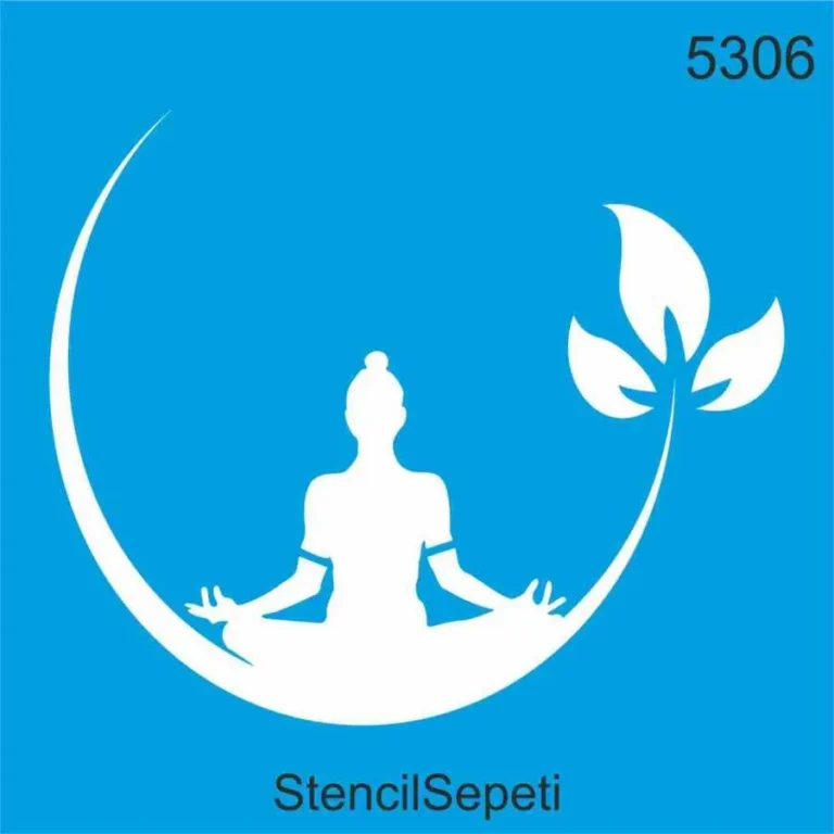 Yoga Yapan Kadın Deseni - 5306 | Stencil Boyama Şablonu - 30x30 cm | T3252